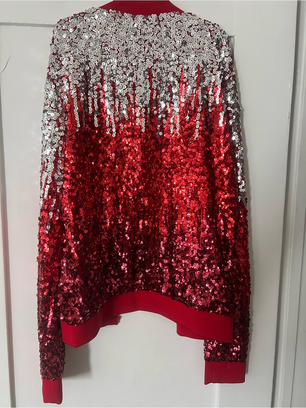 anna-kaci Red Sequin Bomber Jacket - Picture 2 of 2